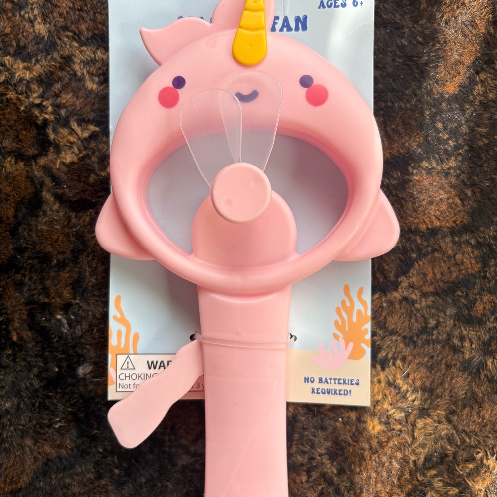 Pink Narwhal Handheld Fan for Kids